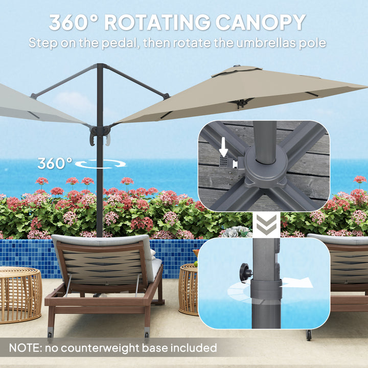 3 m Five-Angle Cantilever Parasol - Light Grey