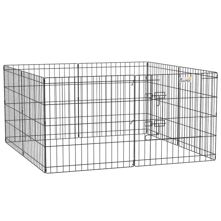 PawHut 8 Panel Dog Playpen Puppy Pen Rabbits Guinea Metal Crate Pet Cage Run Indoor Outdoor, 61x61 cm | Aosom UK