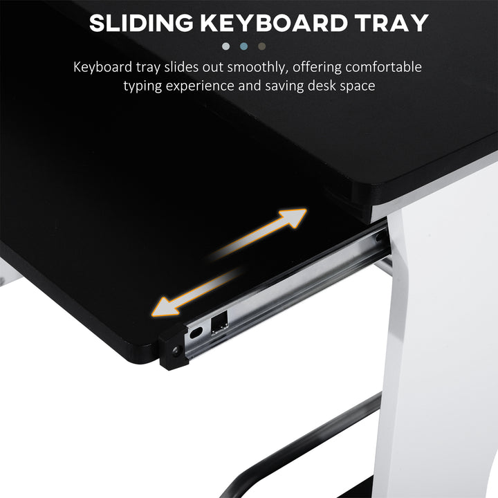 Computer Desk with Sliding Keyboard Tray, Storage Drawers and Host Box Shelf, Home Office Desk, Study Workstation, 100 x 52 x 75cm, Black