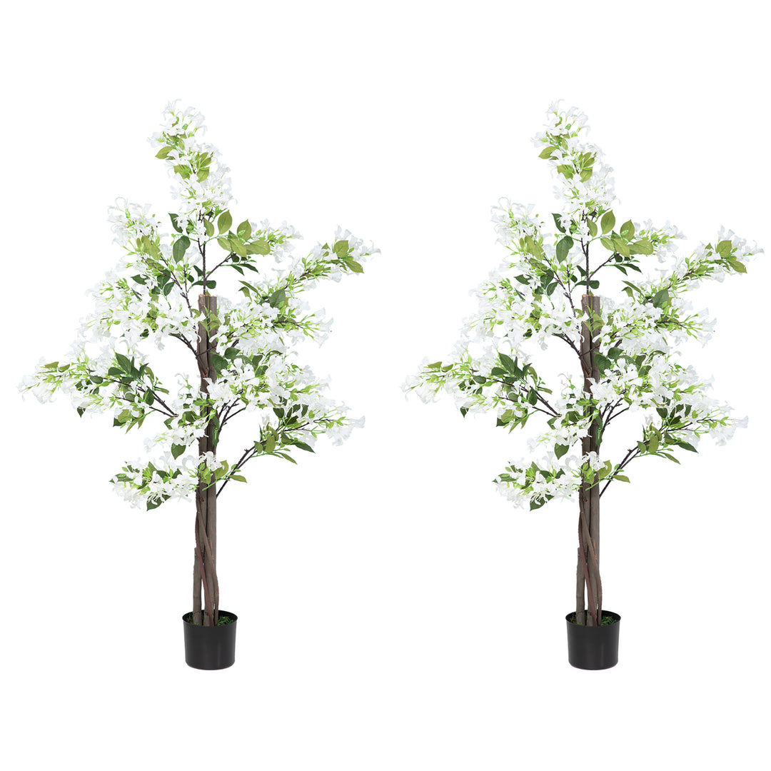 Artificial Plants Honeysuckle Flower in Pot Fake Plants with Curved Boots for Indoor Outdoor 15x15x150cm Set of 2 White