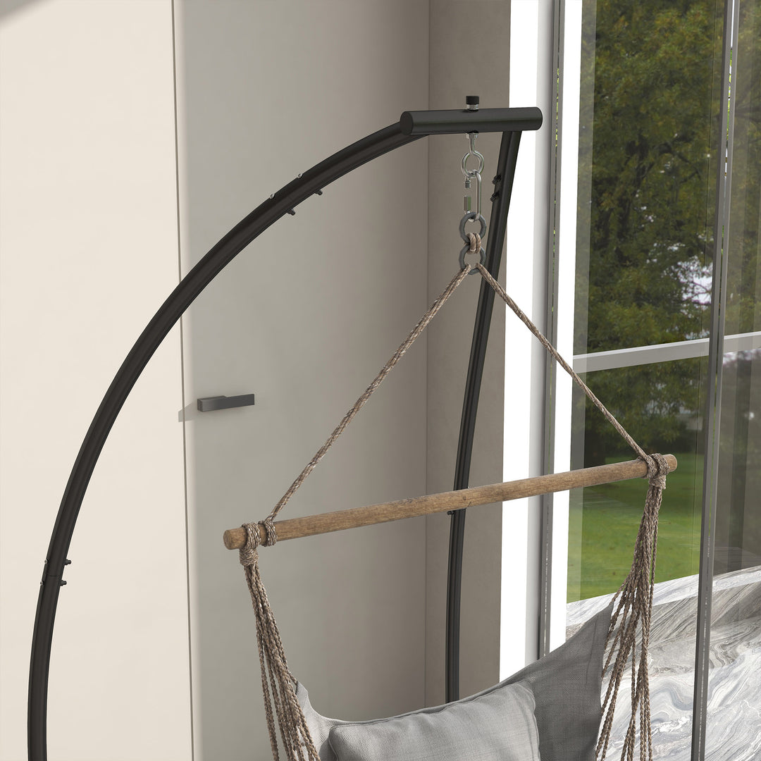 Hammock Chair Stand, C Shape Hanging Heavy Duty Metal Frame Hammock Stand for Hanging Hammock Air Porch Swing Chair, Indoor & Outdoor Use, Black