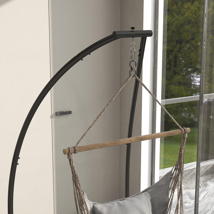 Hammock Chair Stand, C Shape Hanging Heavy Duty Metal Frame Hammock Stand for Hanging Hammock Air Porch Swing Chair, Indoor & Outdoor Use, Black