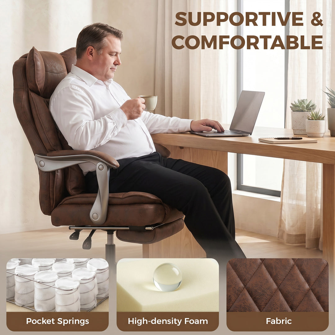 Executive Office Chair, Leathaire Big and Tall Office Chair 180 kg wit