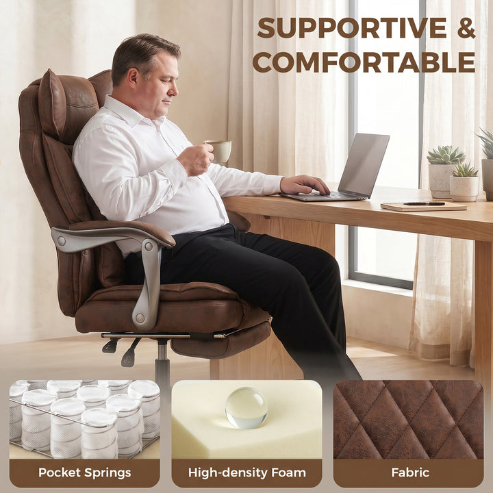 Executive Office Chair, Leathaire Big and Tall Office Chair 180 kg wit