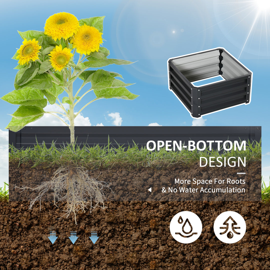 Set of Two 60 x 60cm Steel Planter Boxes - Grey