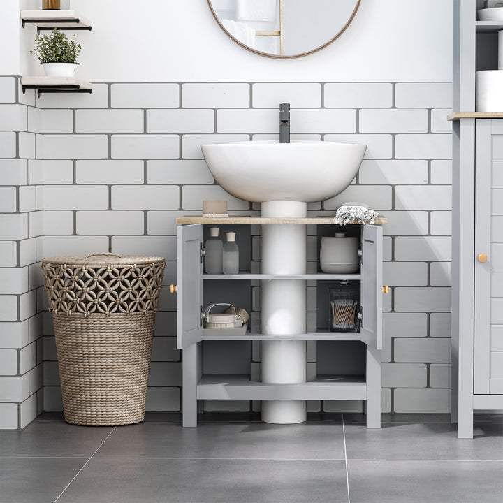 MCL Under Sink Cabinet, Bathroom Vanity Unit, Pedestal Under Sink Design, Storage Cupboard with Adjustable Shelf, Grey