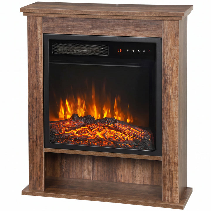 HOMCOM 1800W Adjustable Faux Flame Electric Fireplace - Oak