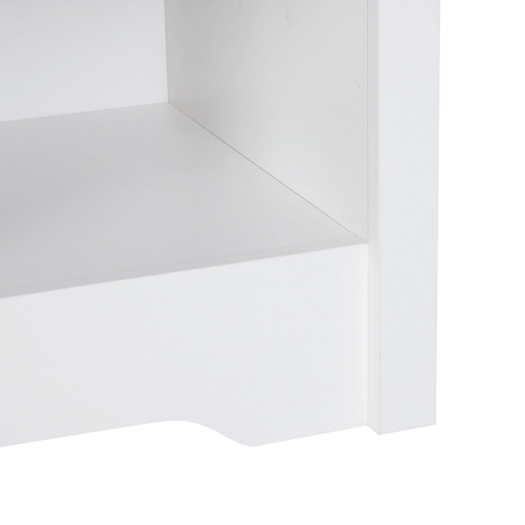 Bedside Table, Nightstand with Drawer and Open Shelf, End Table for Living room, Bedroom, Set of 2, White