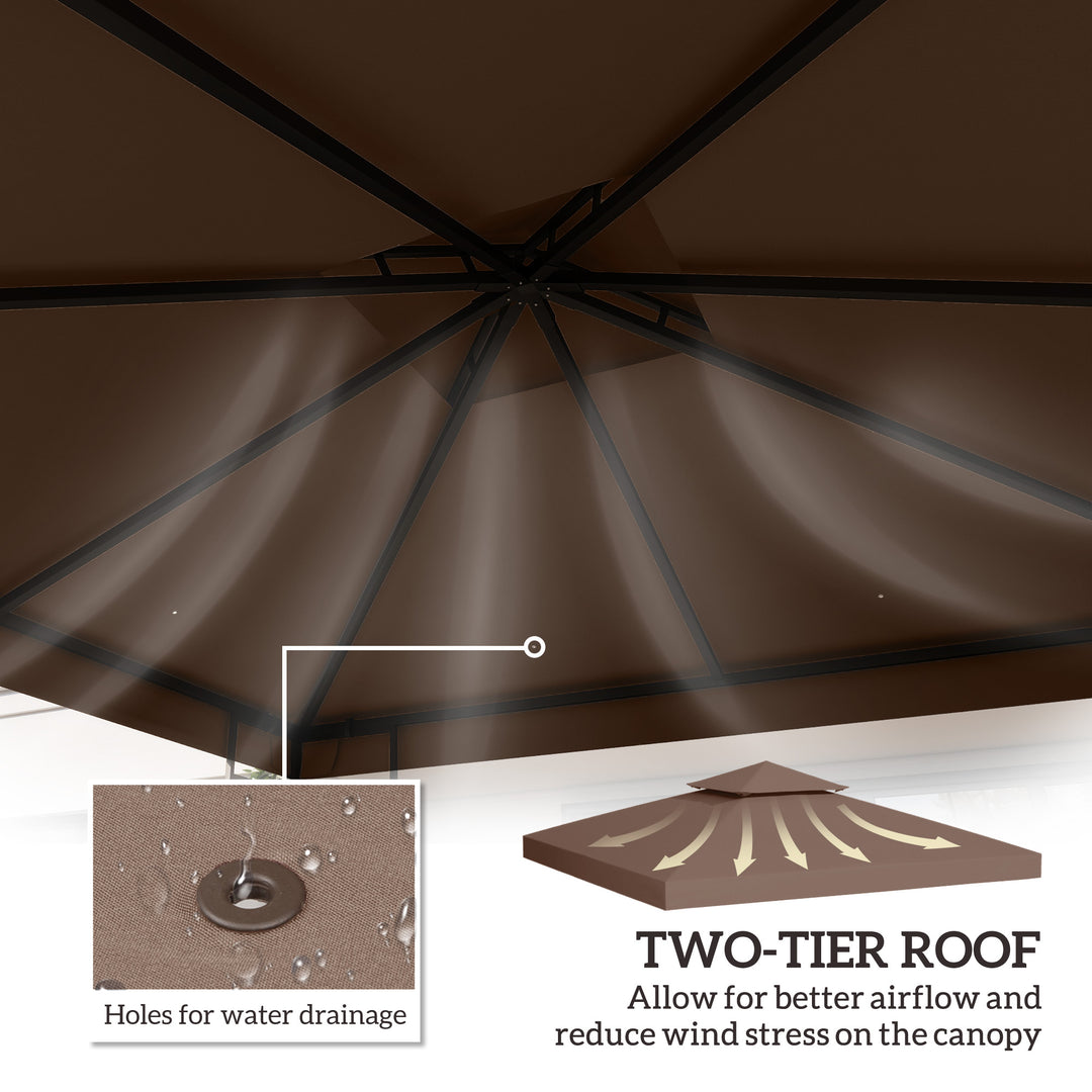 3x3 m Double-Tier Canopy Top Replacement-Coffee