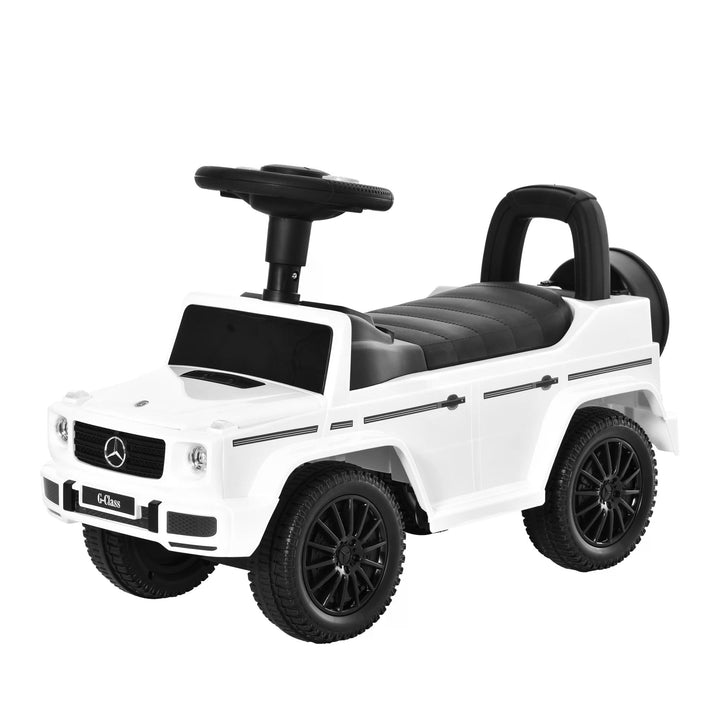 HOMCOM Mercedes-Benz G350 Baby Rider: Foot-to-Floor Slider with Push Handle, Horn & Storage, White | Aosom UK