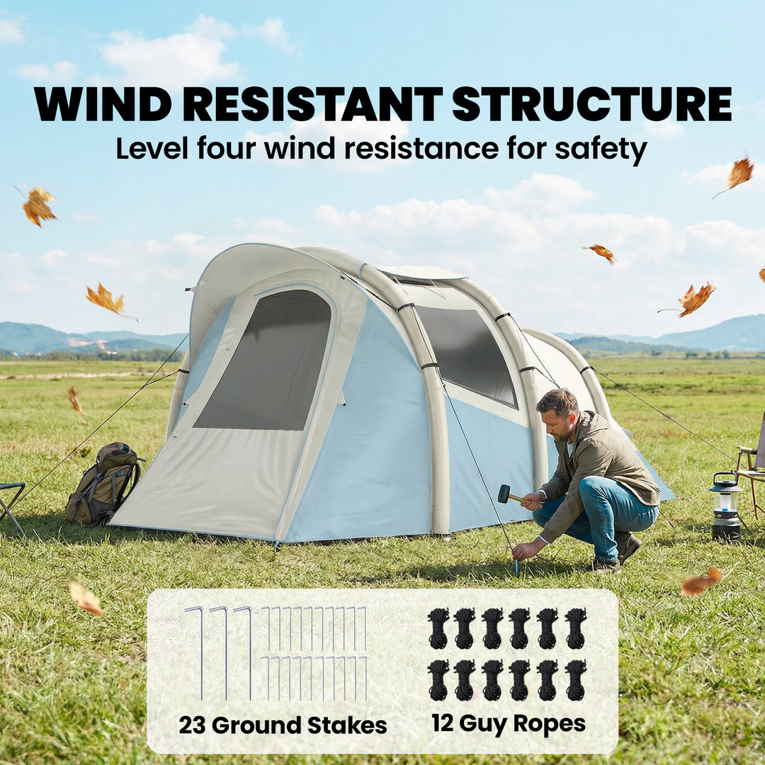 Inflatable Camping Tent w/ Air Pump, Easy Setup 2-3 Person Blow Up Ten