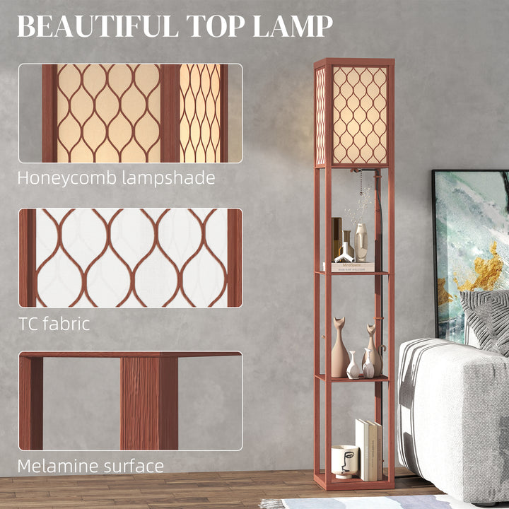 Three-Shelf Standing Lamp - Brown/White
