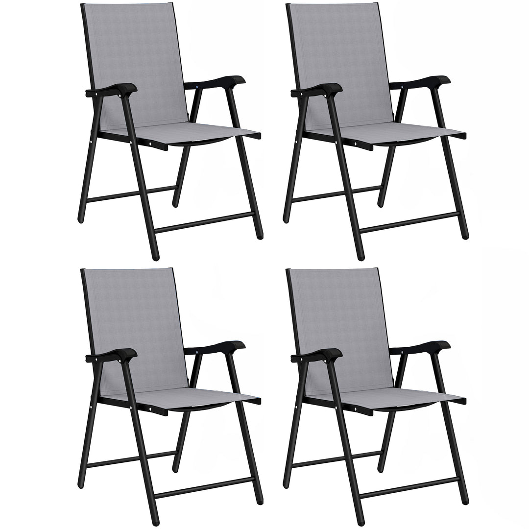 Folding Garden Chairs Set of 4, Foldable Garden Dining Chairs with Hig