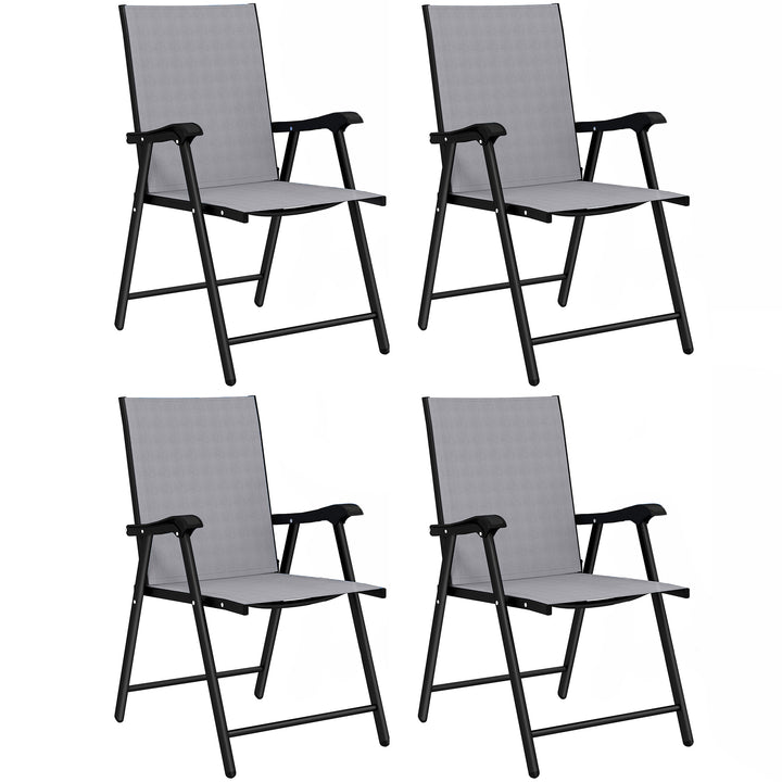 Folding Garden Chairs Set of 4, Foldable Garden Dining Chairs with Hig