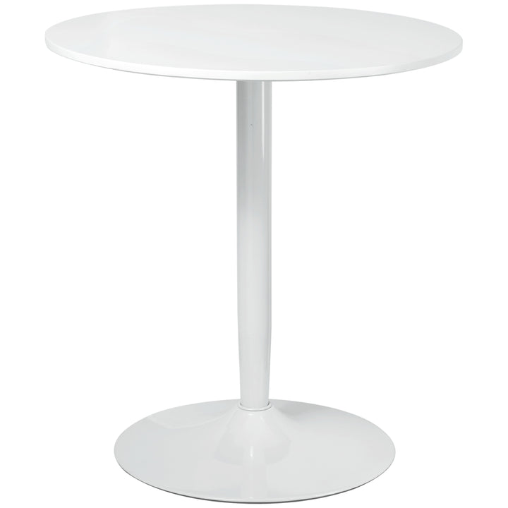 HOMCOM Round Dining Table, Modern Dining Room Table with Steel Base, Non-slip Foot Pad, Space Saving Small Dining Table, White | Aosom UK