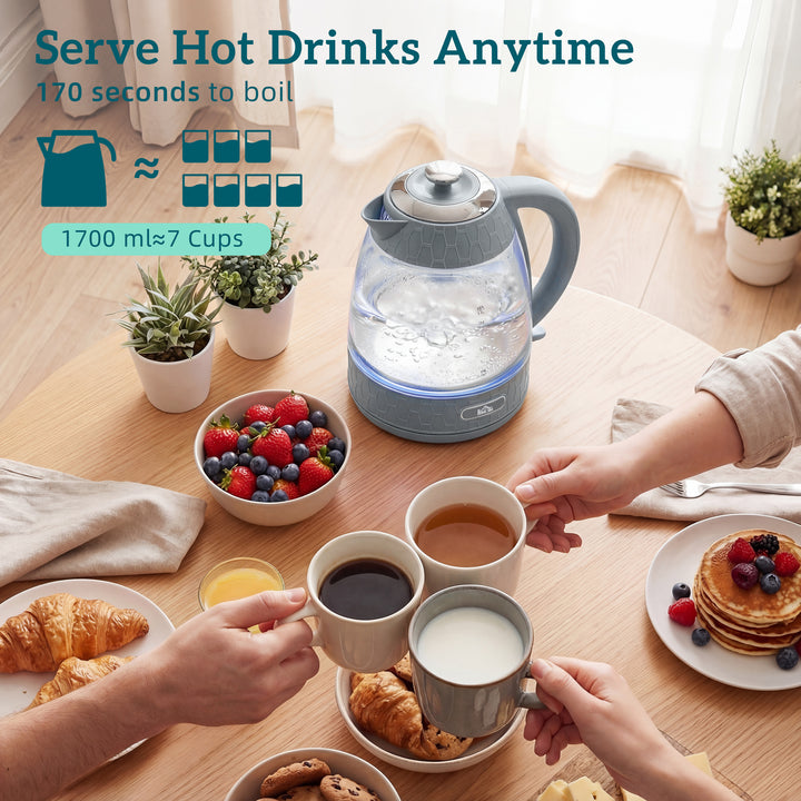 Kettle and Toaster Set, 1.7L 3000W Rapid Kettle with Strix Thermostat, 4 Slice Toaster with 7 Browning Controls