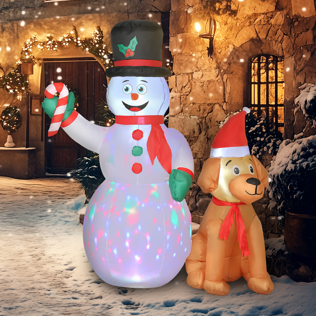 MCL 6FT Christmas Inflatables Snowman &amp; Dog with Built-in LED Lights and Flashing Light, Blow Up Christmas Inflatable Decoration for Indoor Outdoor Decor, Garden