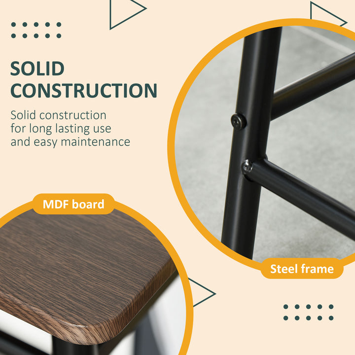 Bar Table Set, Bar Table and Stools Set, Footrest and Storage Shelf, for Kitchen, Dining Room, Pub, Cafe, Black and Oak
