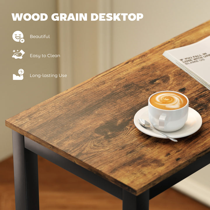 MCL Rectangular Bar Table, Wood Effect Pub Coffee Table for Small Space, Breakfast Dining, Kitchen, Industrial, Rustic Brown