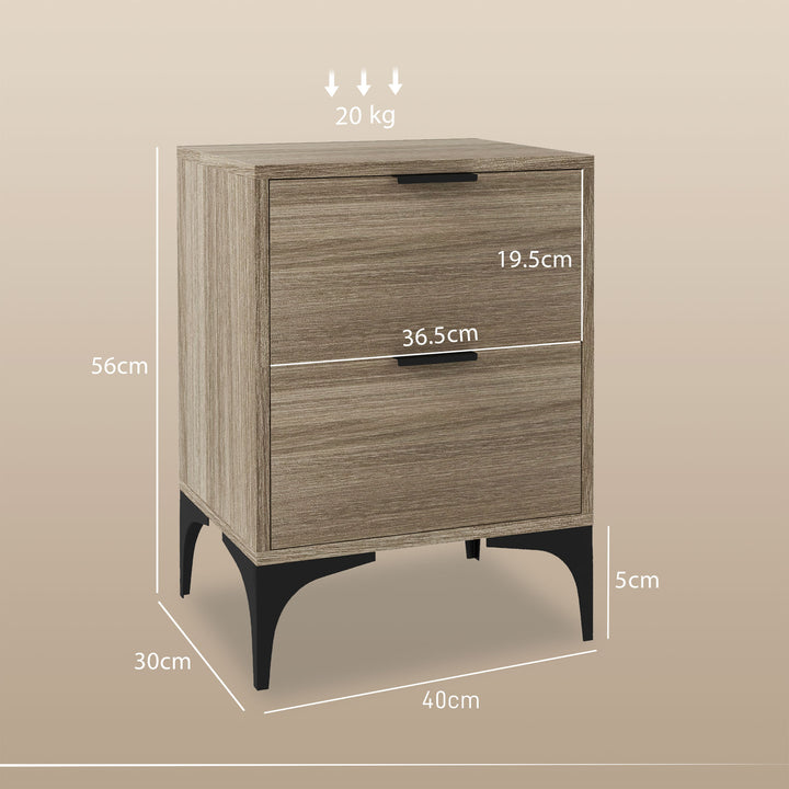 Set of Two Wood Effect Bedside Tables