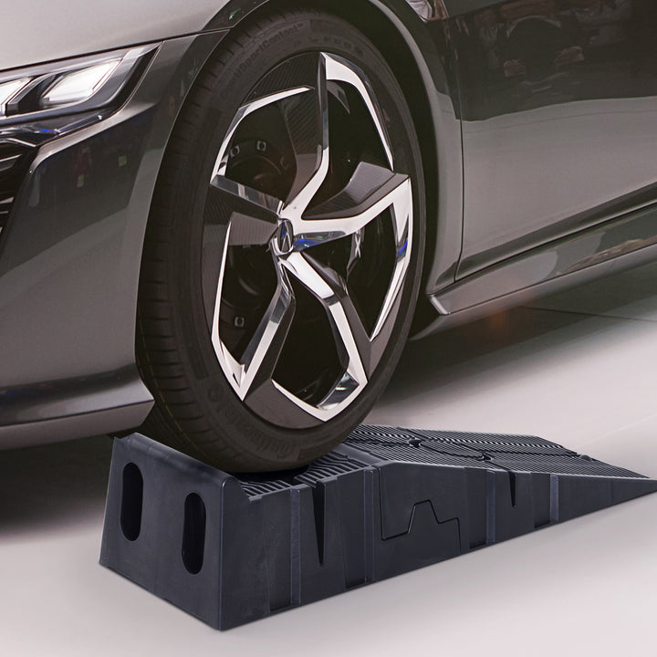 2 Pieces Car Ramps Heavy Duty 2.5 Ton Motorhome Levelling Ramps, Plastic Garage Workshop Car Lift, Portable Automotive Vehicle Campervan Car Ramp, Black