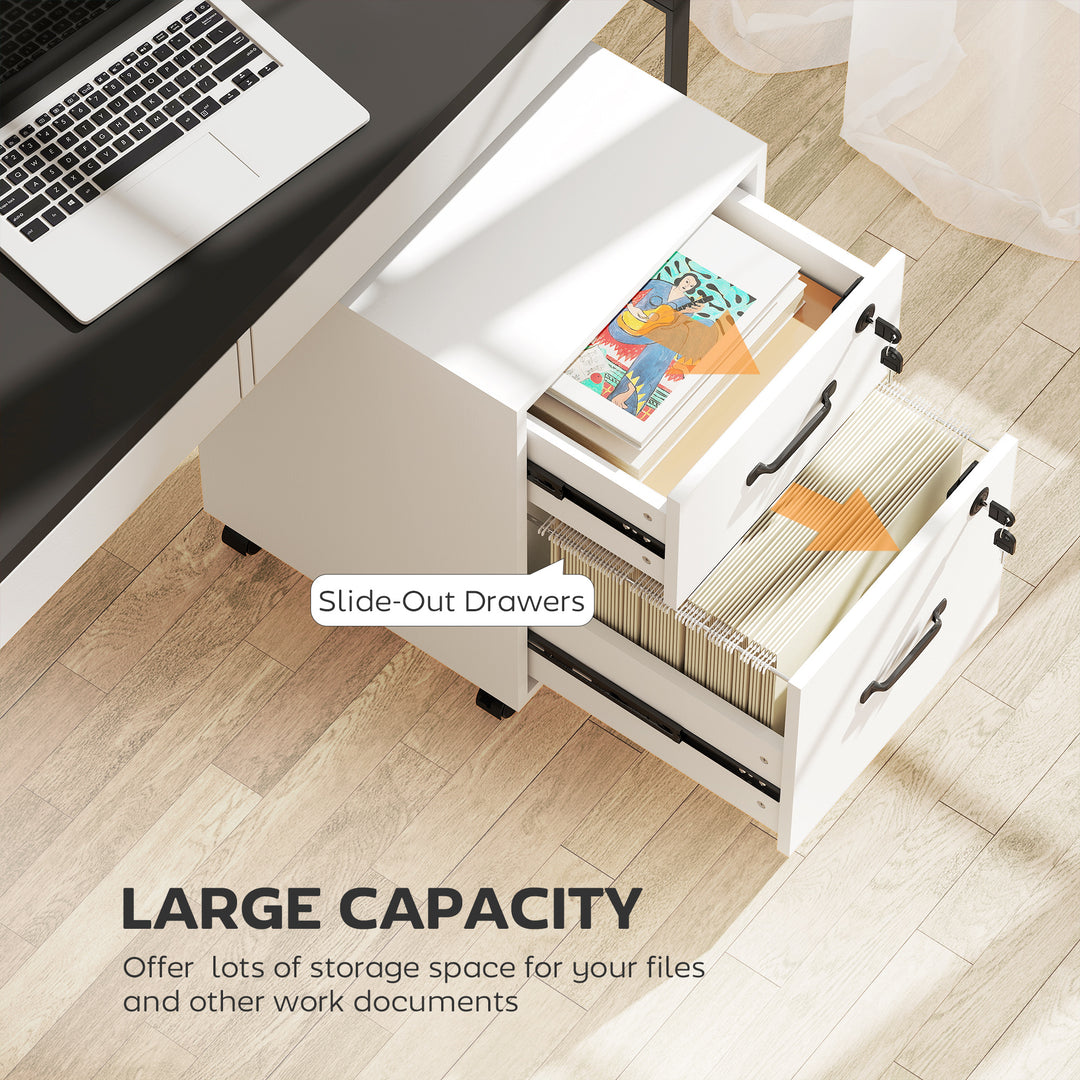 Rolling File Cabinet with 2 Drawers, Mobile Filing Cabinet with Hanging File Folder for Letter Sized Documents