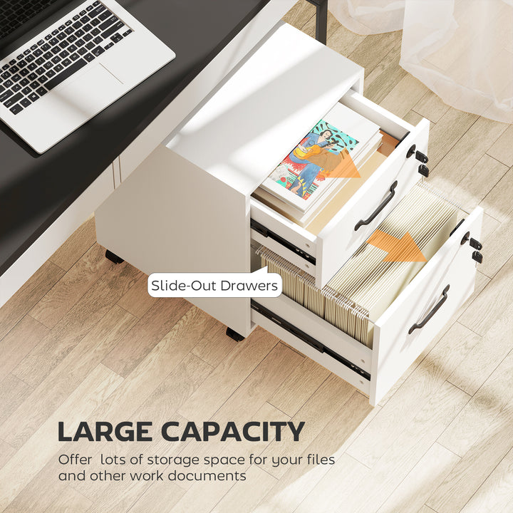 Rolling File Cabinet with 2 Drawers, Mobile Filing Cabinet with Hanging File Folder for Letter Sized Documents