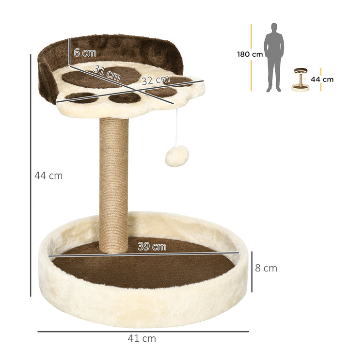 44cm Cat Tower, Cat Tree for Indoor Cats, with Sisal Cat Scratching Post, Toy Ball - Brown