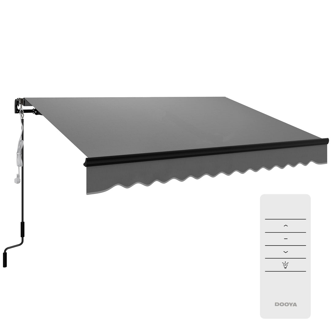 3 x 2.5m Electric Awning with LED Light and Remote Controller, Aluminium Frame DIY Retractable Awning, UV50+ Sun Shade Canopy for Garden Patio Deck Door Window, Dark Grey