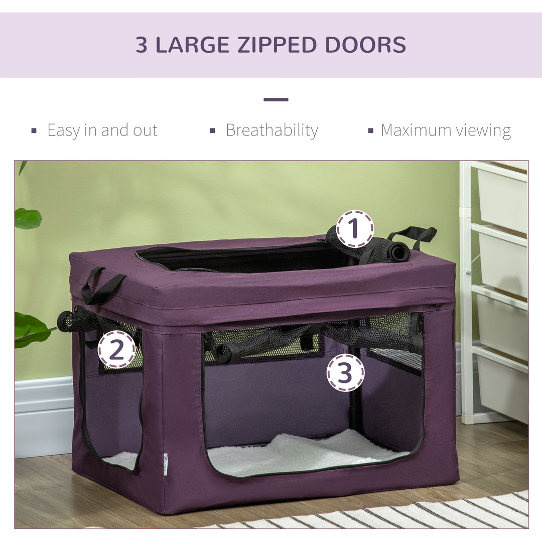 48.5cm Pet Carrier, with Cushion, for Miniature Dogs - Purple