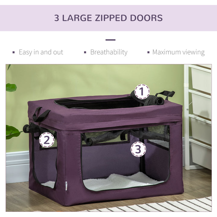 48.5cm Pet Carrier, with Cushion, for Miniature Dogs - Purple
