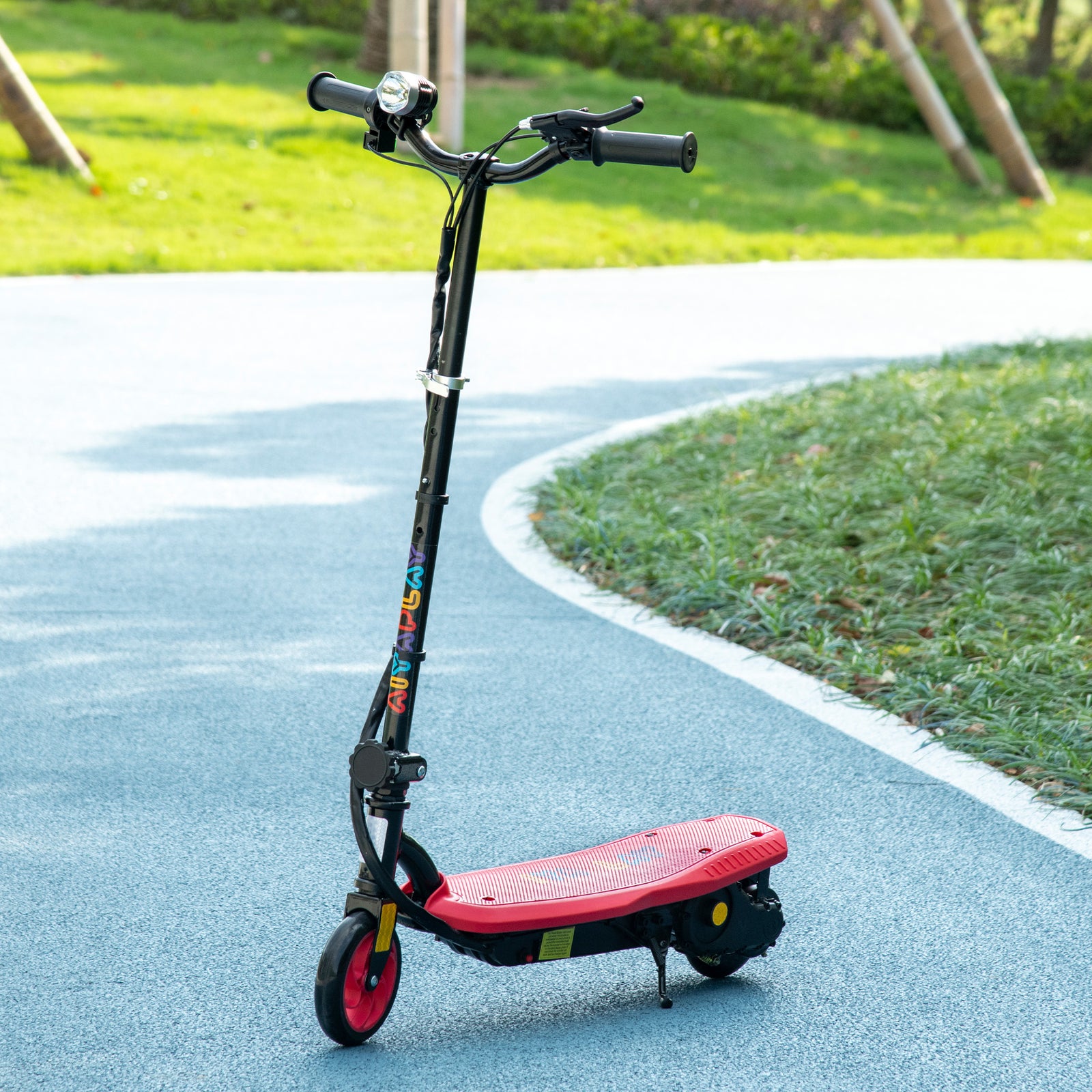 Foldable Electric Scooter, with LED Headlights, for Ages 7-14 Years, Red