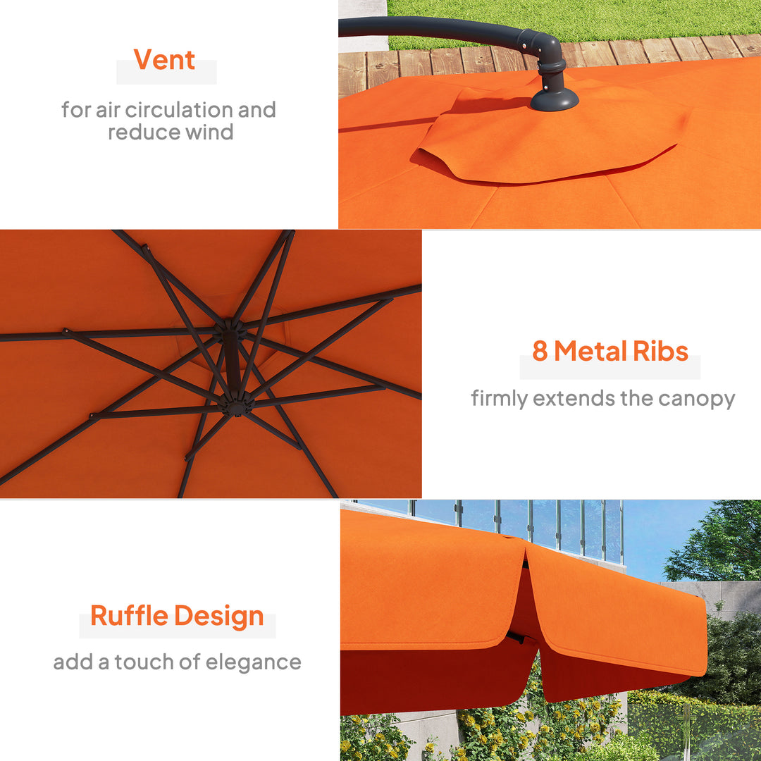 2.7m Garden Cantilever Banana Parasol - Orange