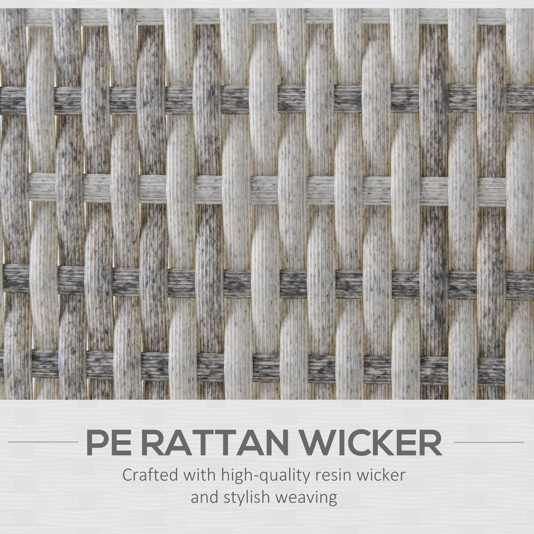 Single Seater Rattan Chair Sofa with Padded Cushions, All-Weather PE Wicker Weave Garden Armchair with Armrests, Grey