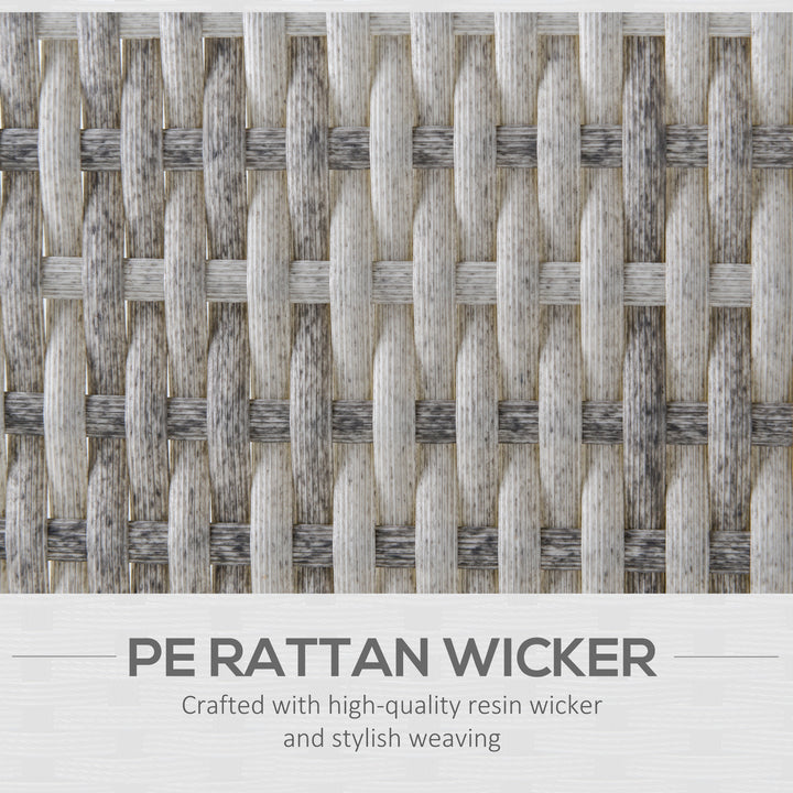 Single Seater Rattan Chair Sofa with Padded Cushions, All-Weather PE Wicker Weave Garden Armchair with Armrests, Grey