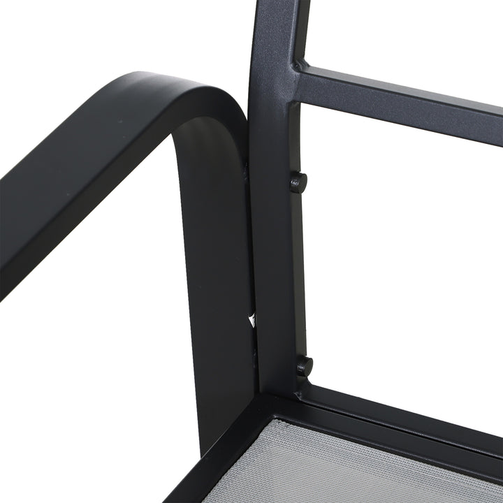 MCL 4pcs Garden Sofa Set 2 Single Armchair, 1 Bench & 1 Coffee Table Set Aluminum Frame Patio Furniture with Cushions, Black