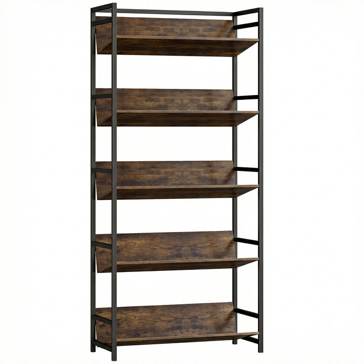 Bookshelf 5-Tier Metal Frame Room Divider Bookcase Storage Shelves for