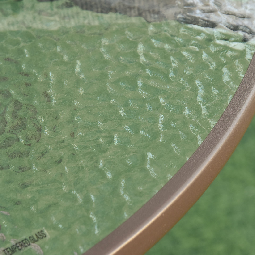 MCL Garden Patio Texteline Folding Chairs Plus Table and Parasol Furniture Bistro Set 6 Pieces - Coffee/Cream