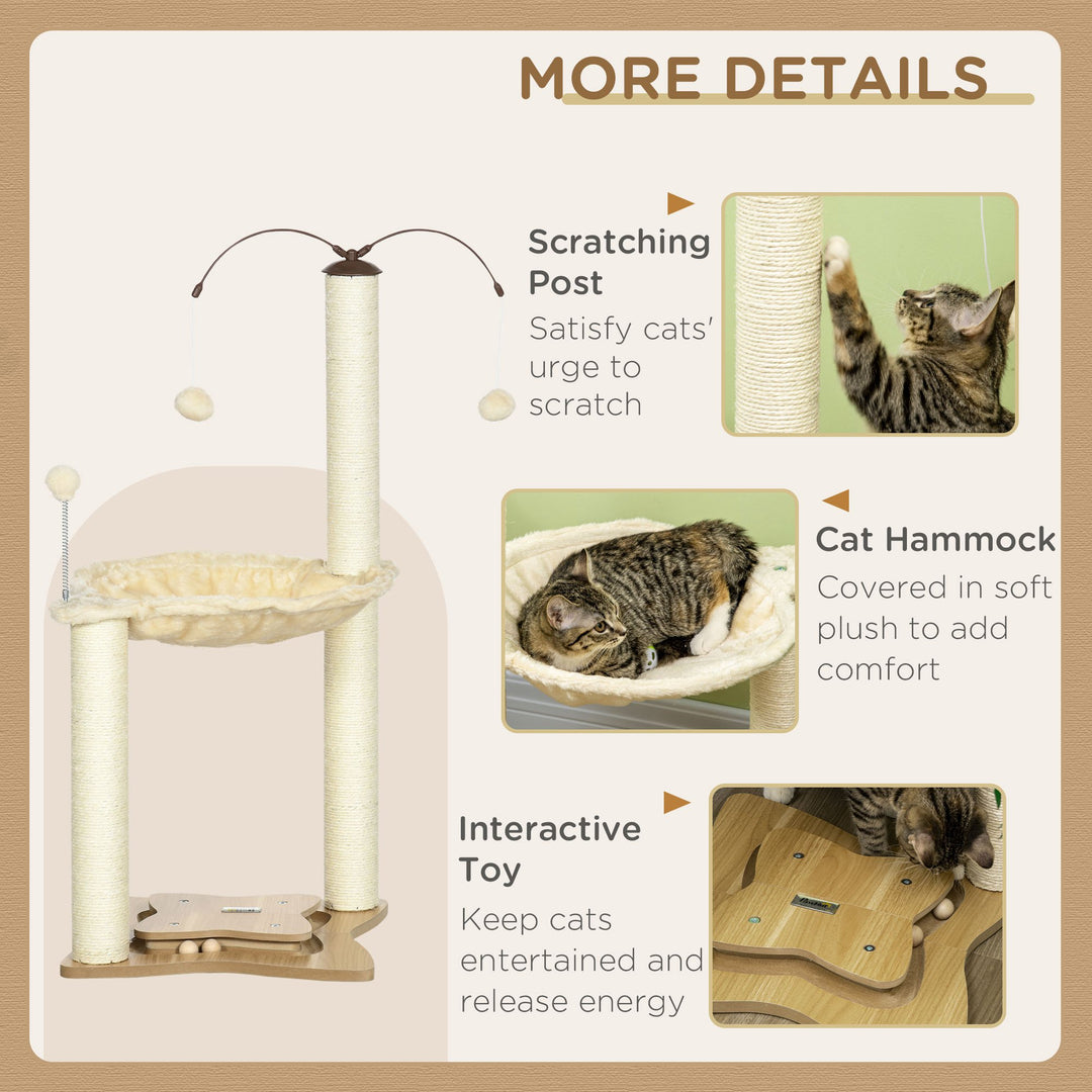 Cat Tree, with Scratching Posts, Hammock, Toy Ball - Beige