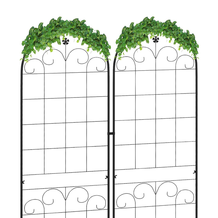 Metal Trellis Set of 2, Garden Trellis for Climbing Plants Support Frames, Floral Design