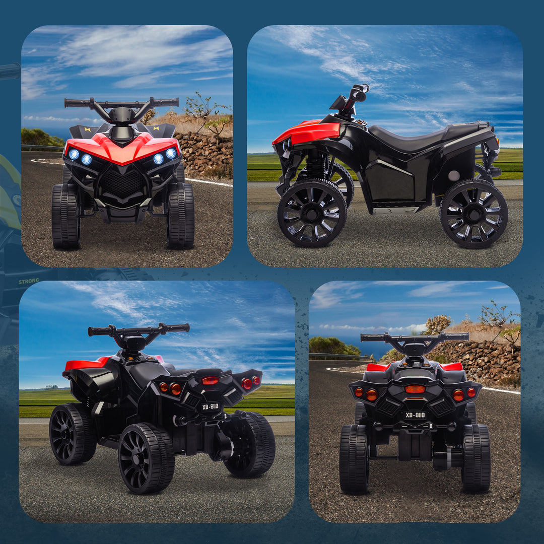 AIYAPLAY 6V Kids ATV, 4 Wheeler Electric Ride on Car with Music and LED Headlights, for Ages 3-8 Years Boys and Girls, Red