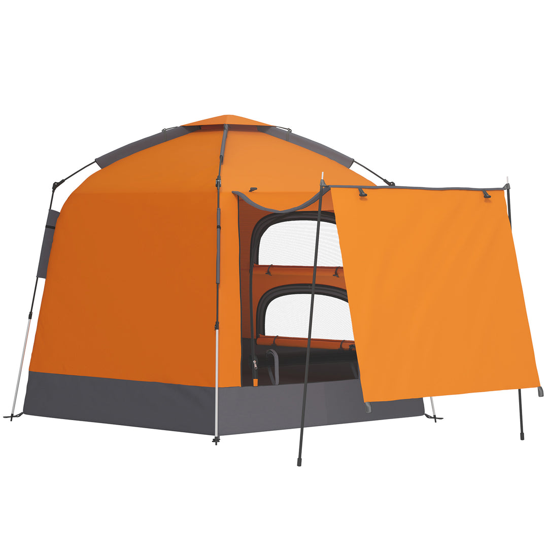 Automatic Pop Up Camping Tent, Instant Setup 2-4 Man Tent with Mesh Windows, Waterproof & UV30+, Portable with Carry Bag for Fishing, Hiking, Backpacking, Orange