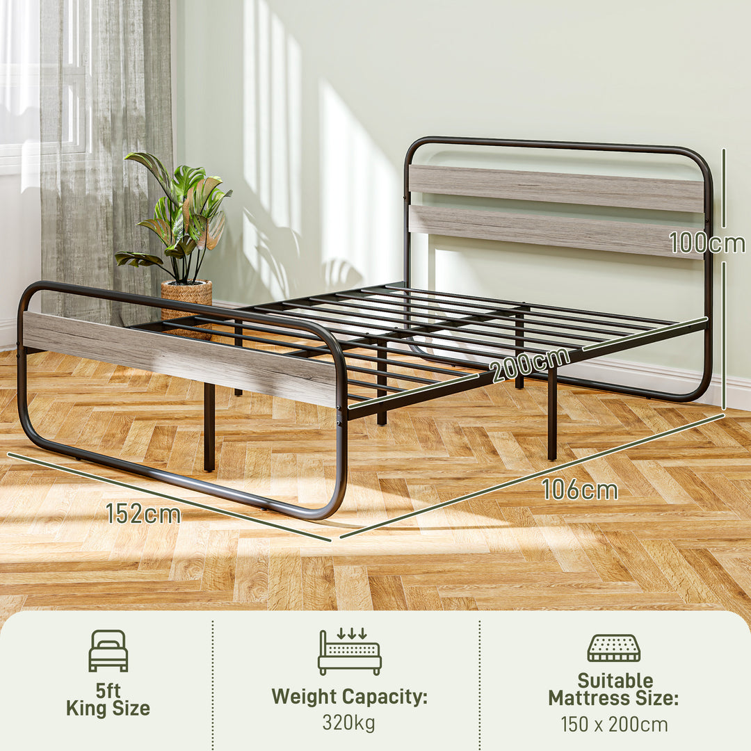 King Size Steel Industrial Bed Frame - Black