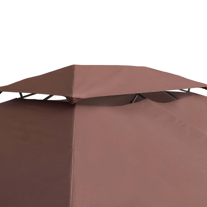 Outsunny Gazebo Replacement Roof Canopy, 3x4m, 2 Tier UV Protection Top Cover, Brown, for Garden Patio (TOP ONLY)