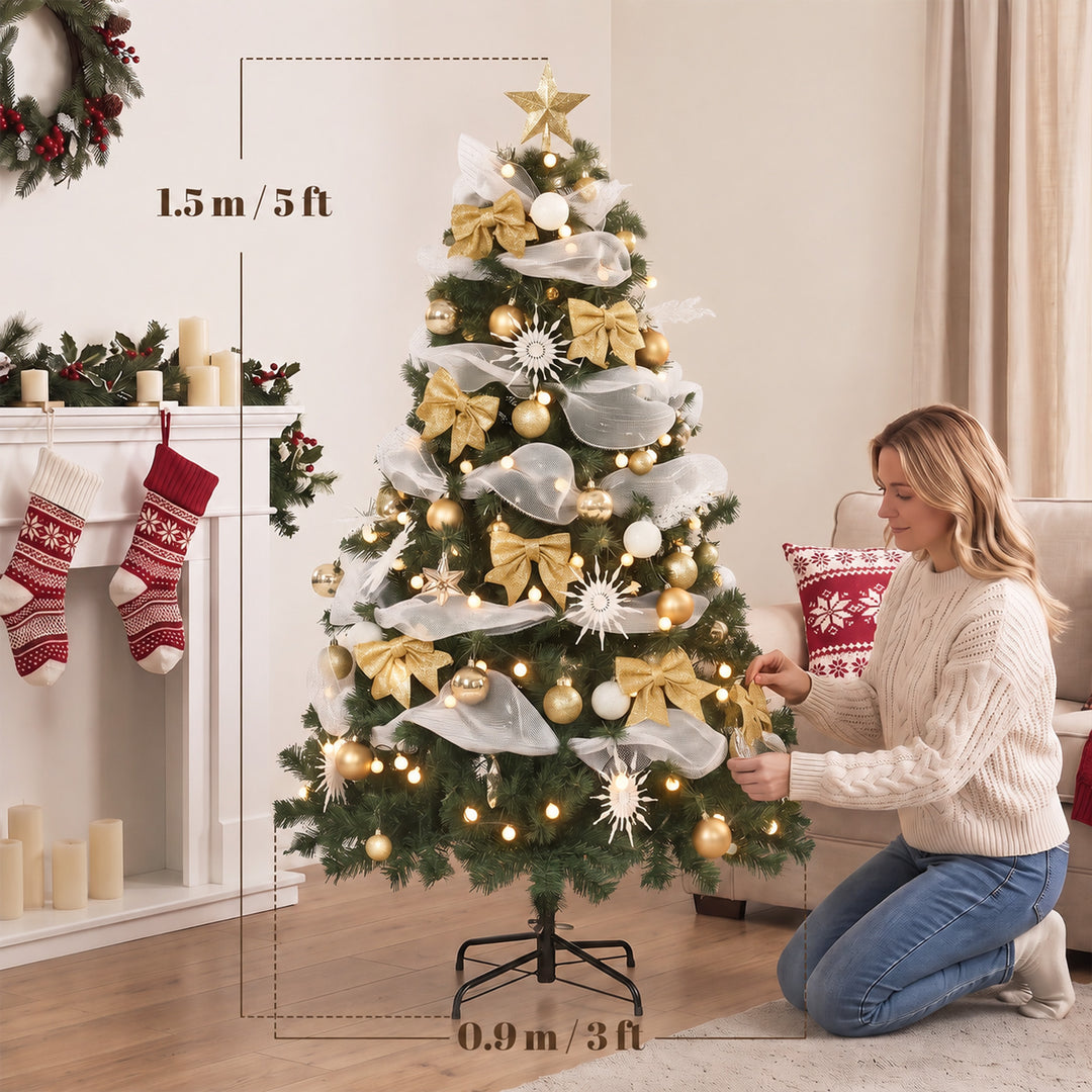 5ft Pre-Lit Christmas Tree with 150 LED Lights, Artificial Xmas Tree - view 3