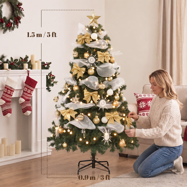 5ft Pre-Lit Christmas Tree with 150 LED Lights, Artificial Xmas Tree - view 3