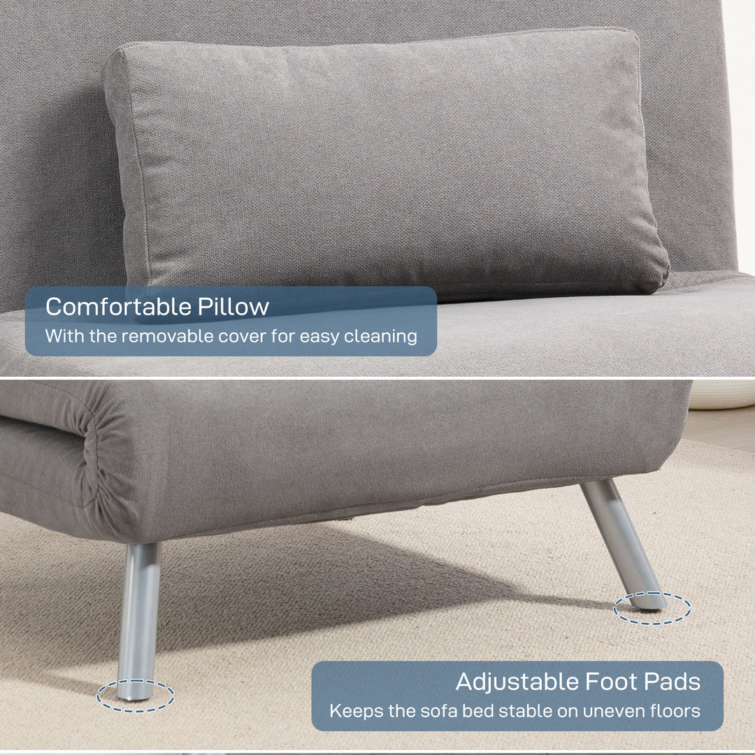 Single Velvet-Feel Chair Bed - Grey