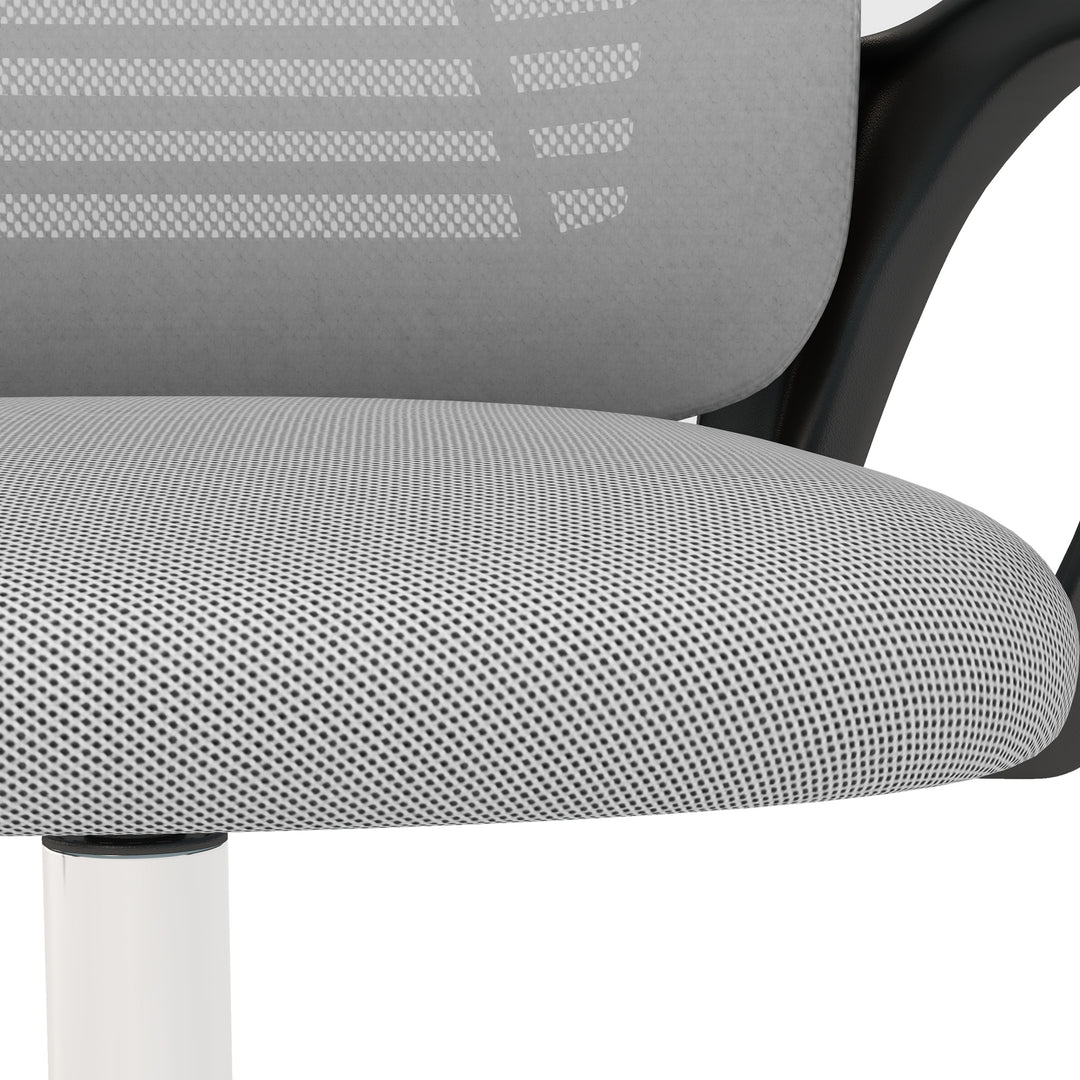 Vinsetto Office Chair, Ergonomic, Mesh Desk Chair with Rotatable Headrest, Lumbar Back Support, Armrest, Grey.