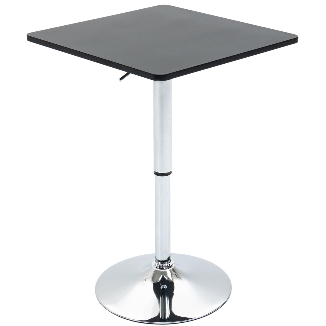 MCL Modern Height Adjustable Counter Bar Table with 360° Swivel Tabletop and Electroplating Metal Base, Pub Desk for Living Room, Kitchen, Restaurant, Pub, Black and Silver