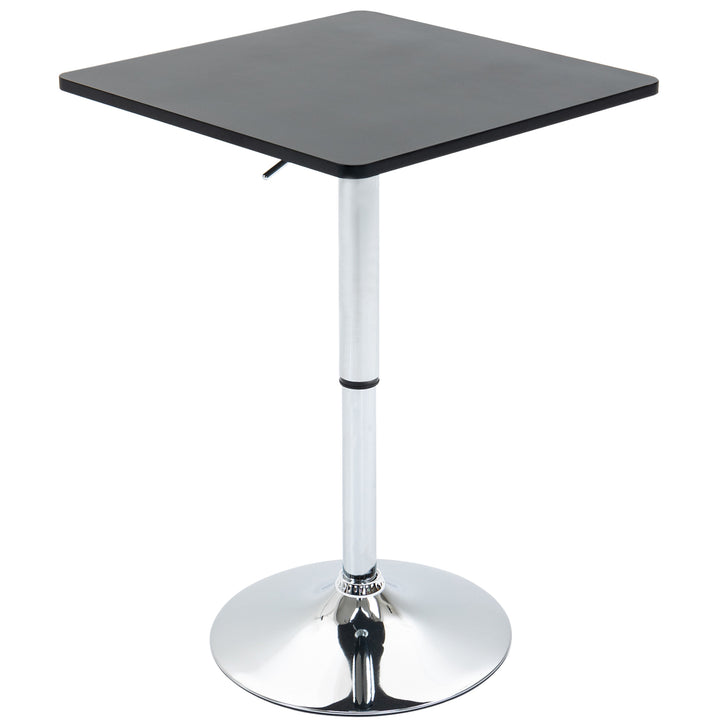 MCL Modern Height Adjustable Counter Bar Table with 360° Swivel Tabletop and Electroplating Metal Base, Pub Desk for Living Room, Kitchen, Restaurant, Pub, Black and Silver